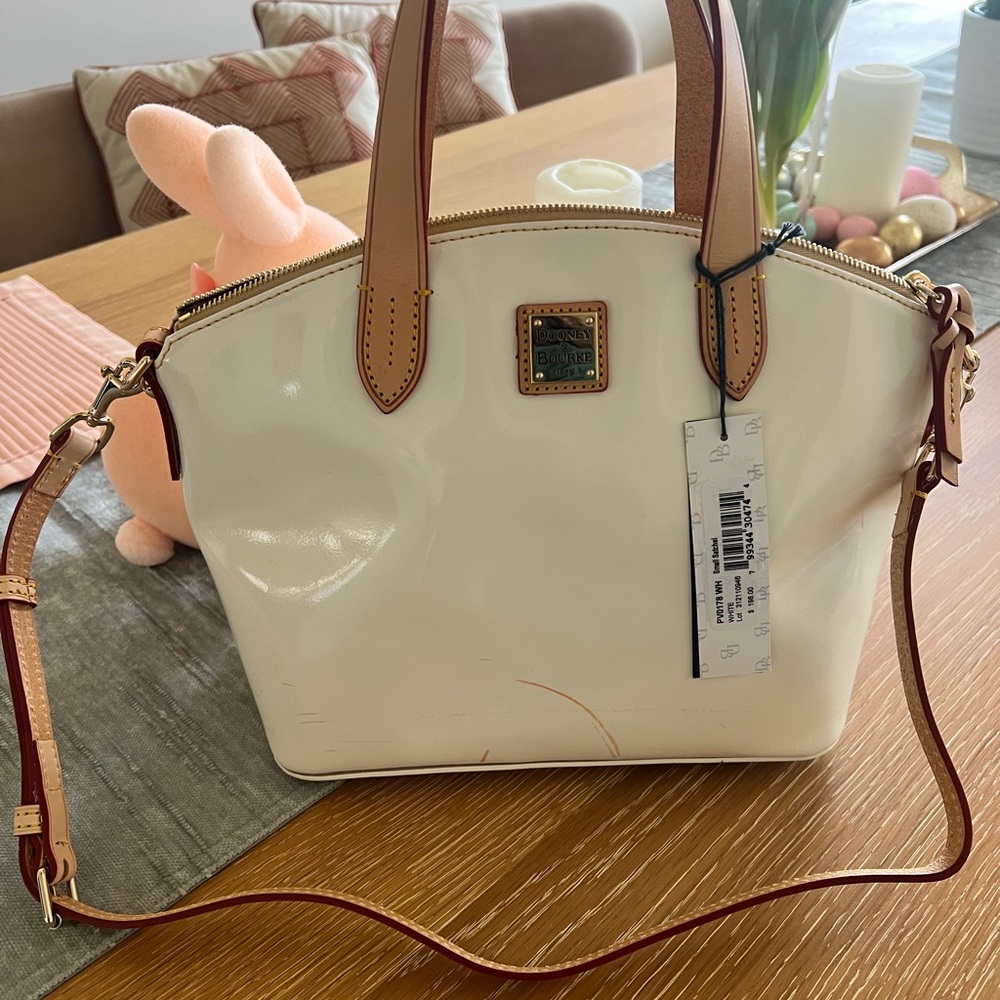 Dooney & Bourke Cream and Tan Leather Tote Bag